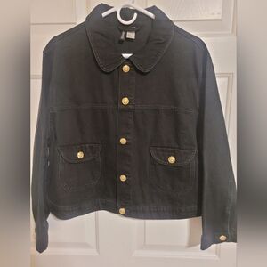 H&M Black Jacket And Skirt with Gold Buttons Set
